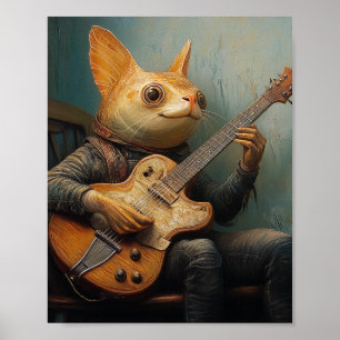 Ein lustiger Katfisch, der Gitarrenfantasie spielt Poster
