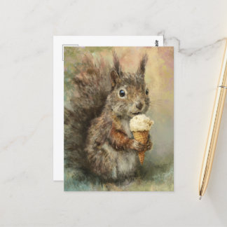 Ein lustiges, bezauberndes Eichhörnchen mit Eiskeg Postkarte
