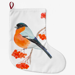 Ein lustiges Bullfino auf einem Gewölbebaum Großer Weihnachtsstrumpf