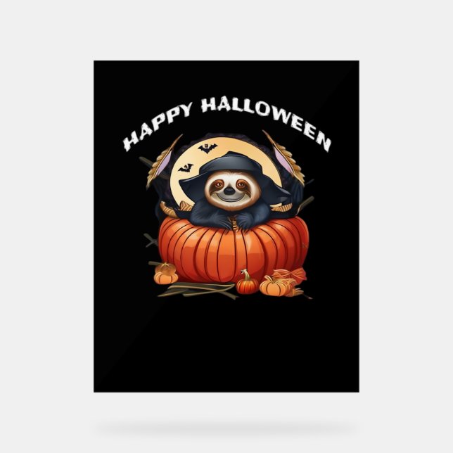 Ein lustiges Faultier, das Halloween Essential T-S Acrylschild (Vorderseite)