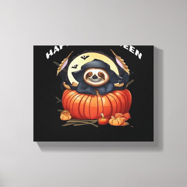 Ein lustiges Faultier, das Halloween Essential T-S Leinwanddruck (Vorderseite)
