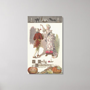 Ein lustiges HalloweenRestoration gekleidetes Paar Leinwanddruck