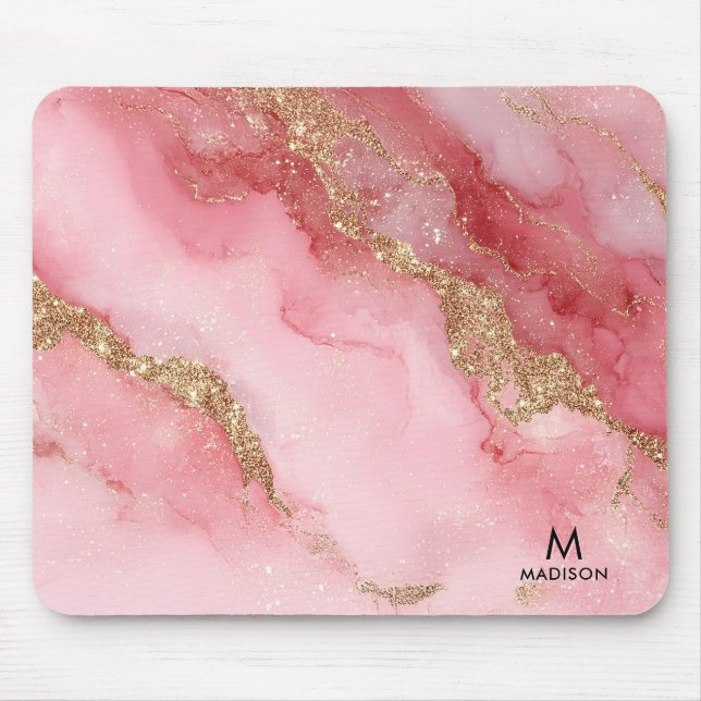 Ein luxuriöser rosa Marmorhintergrund Mousepad (Vorne)