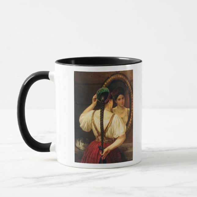 Ein Mädchen am Spiegel, 1848 Tasse (Links)