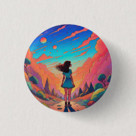 Ein Mädchen auf der Reise in die Fantasiewelt Basi Button