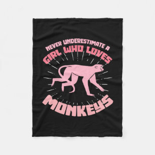 Ein Mädchen, das Affen Liebe Fleecedecke