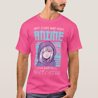 Ein Mädchen, das Anime Liebe und Anime Zeichne T-Shirt