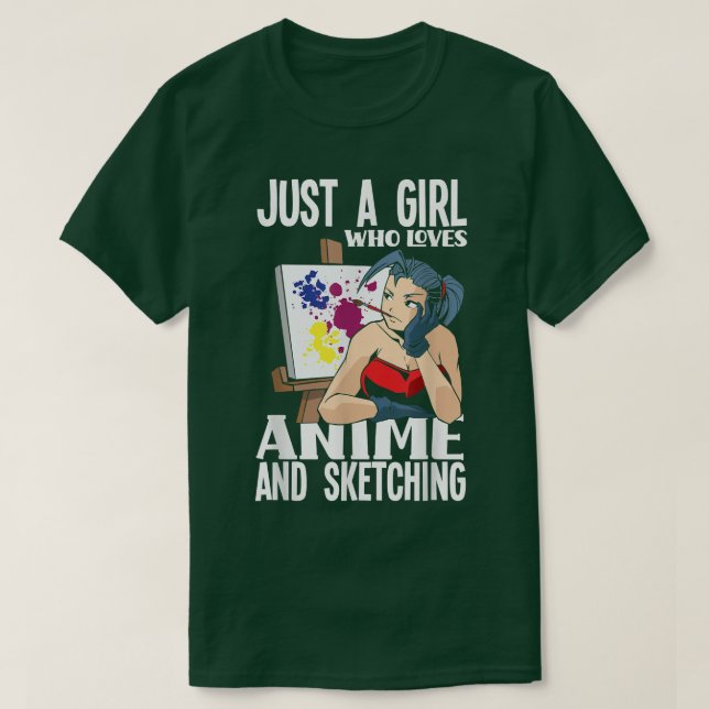 Ein Mädchen, das Anime Liebe und das Sonnenanime s T-Shirt (Design vorne)