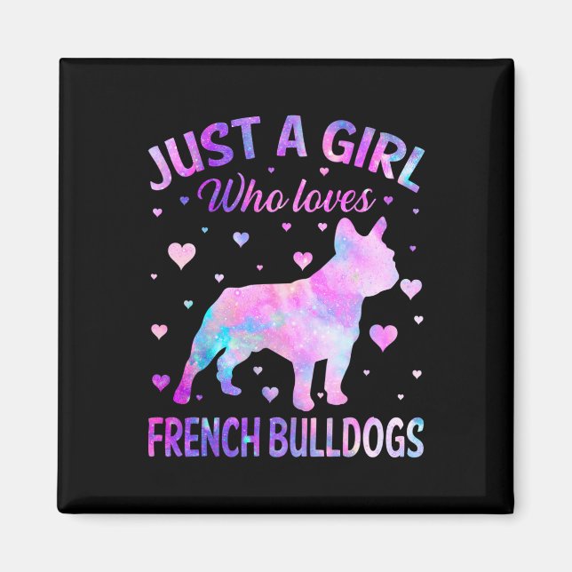 Ein Mädchen, das französische Bulldogs Dog Puppy L Magnet (Vorne)