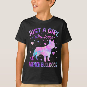 Ein Mädchen, das französische Bulldogs Dog Puppy L T-Shirt