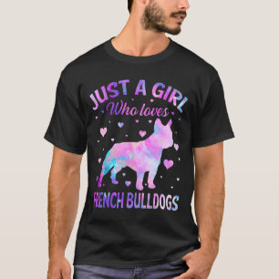 Ein Mädchen, das französische Bulldogs Dog Puppy L T-Shirt