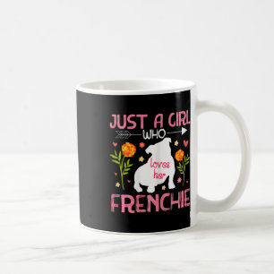 Ein Mädchen, das ihren französischen Bulldog Liebe Kaffeetasse