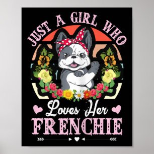 Ein Mädchen, das ihren französischen Bulldoggen Li Poster