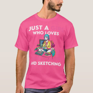 Ein Mädchen, das Lieben anime Gaming und Skizzen T-Shirt