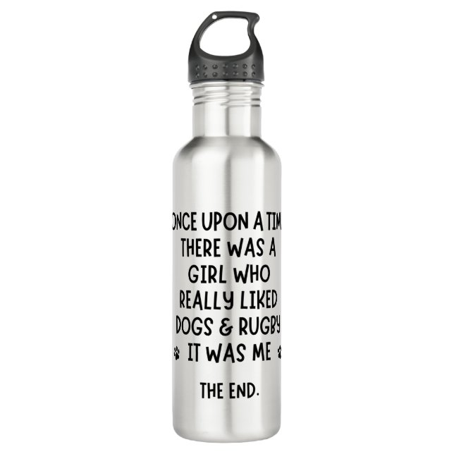 Ein Mädchen, das Rugby und Hunde wirklich mochte. Edelstahlflasche (Vorderseite)
