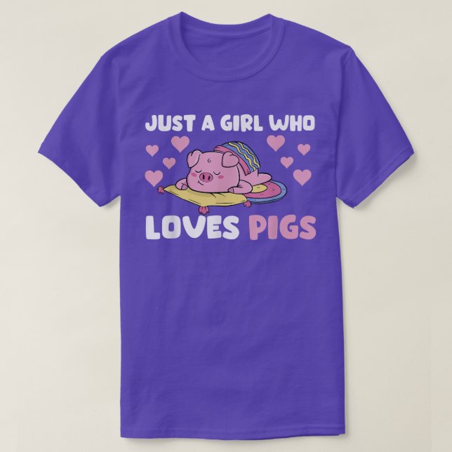 Ein Mädchen, das Schweine Liebe T-Shirt (Design vorne)