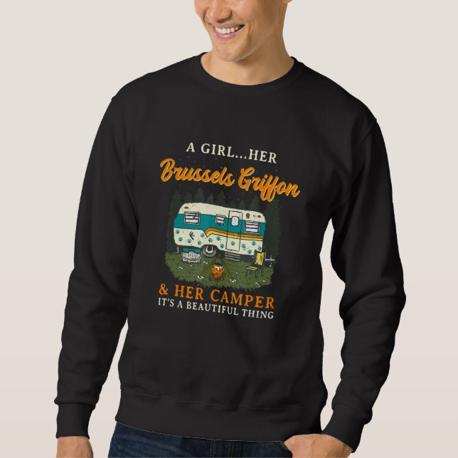 Ein Mädchen ihr Brüsseler Griffon und ihr Camper B Sweatshirt (Vorderseite)