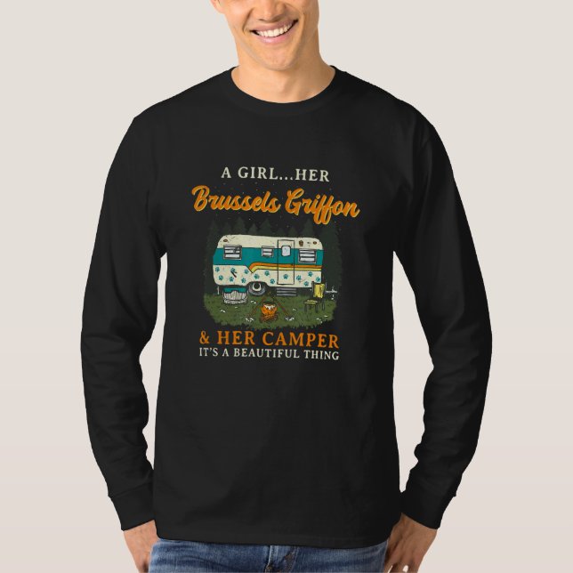 Ein Mädchen ihr Brüsseler Griffon und ihr Camper B T-Shirt (Vorderseite)