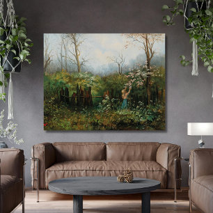 Ein Mädchen im Garten - Olga Wisinger-Florian Leinwanddruck