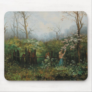 Ein Mädchen im Garten - Olga Wisinger-Florian Mousepad