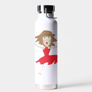 ein Mädchen in einer roten Flasche