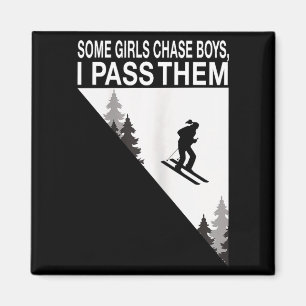 Ein Mädchen jagt Jungen, ich überhole sie Skimädch Magnet
