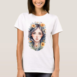 Ein Mädchen mit Blume im Haar T-Shirt