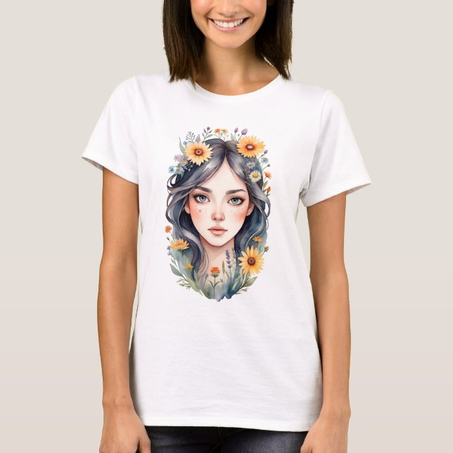 Ein Mädchen mit Blume im Haar T-Shirt (Vorderseite)
