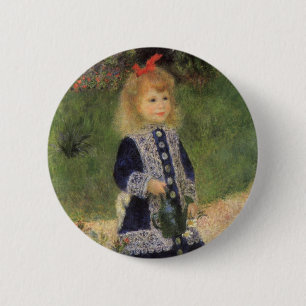 Ein Mädchen mit Gießkanne von Pierre Renoir Button