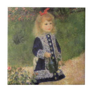 Ein Mädchen mit Gießkanne von Pierre Renoir Fliese