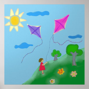 Ein Mädchen mit Kites Poster