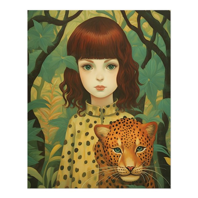 Ein Mädchen mit Leopardenprint Fotodruck (Vorne)