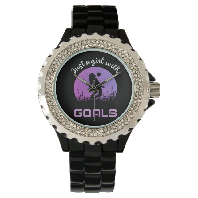 Ein Mädchen mit Toren schöner Fußball Armbanduhr (Vorderseite)