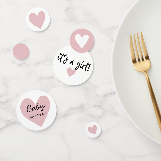 ein Mädchen Pink Modern Heart Baby Dusche Konfetti (Gruppe)