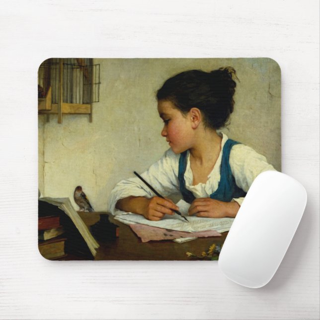 Ein Mädchen schreiben, Pet Goldfinch von Henriette Mousepad (Mit Mouse)