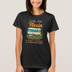 Ein Mädchen sie Vizsla und ihr Camper ungarische P T-Shirt
