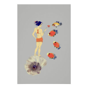 Ein Mädchen und Fische Poster