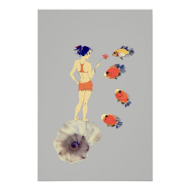 Ein Mädchen und Fische Poster (Vorderseite)