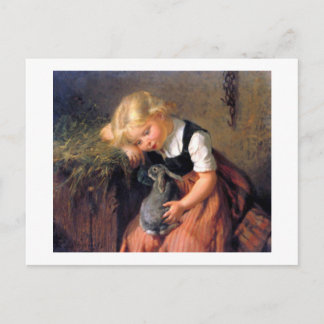 Ein Mädchen und ihr Bunny Postkarte