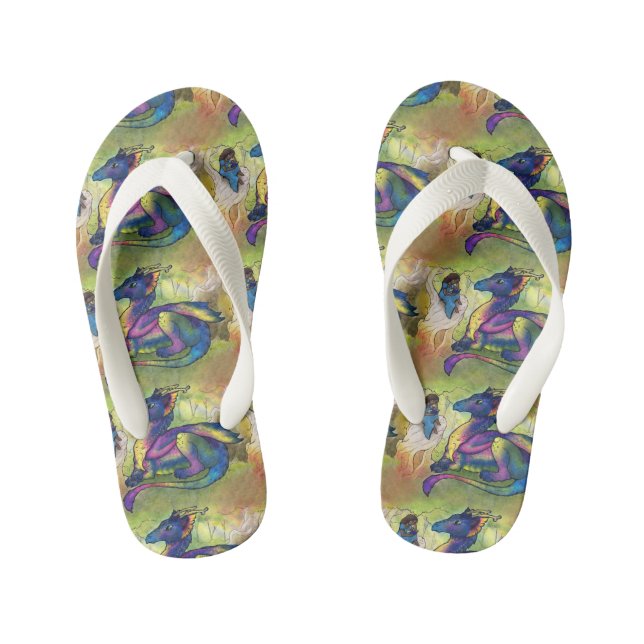 Ein Mädchen und ihr Drache Kinderbadesandalen (Fußbett)