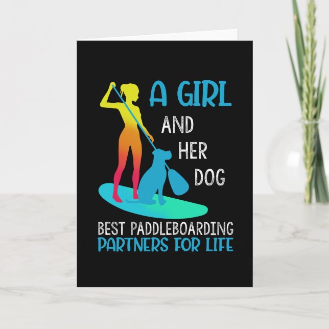 Ein Mädchen und ihr Hund am besten Paddeln Karte (Vorderseite)