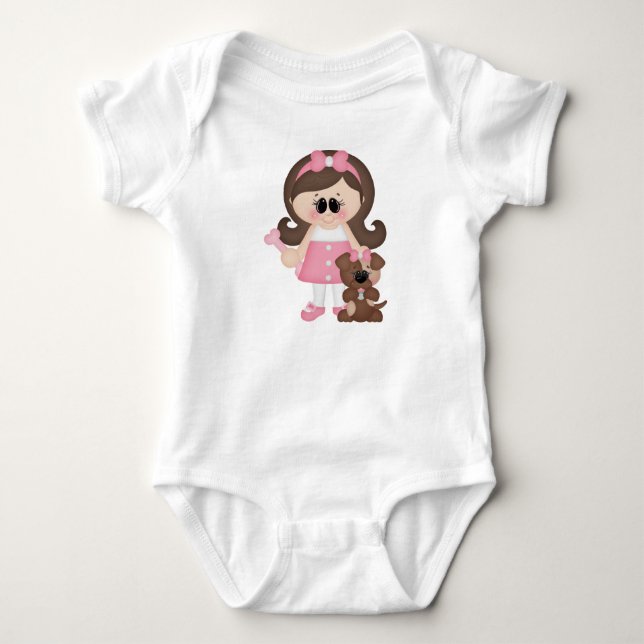 Ein Mädchen und ihr Hund. Baby Strampler (Vorderseite)