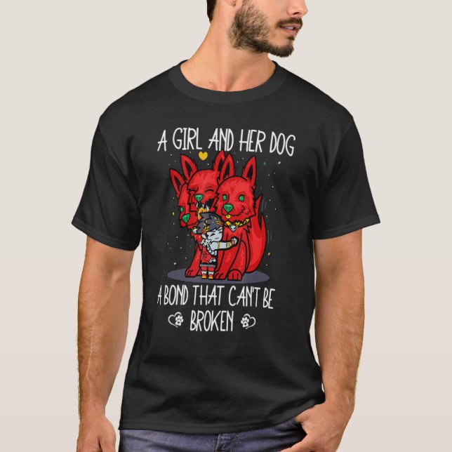 Ein Mädchen und ihr Hund eine Anleihe, die nicht z T-Shirt (Vorderseite)