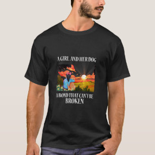 Ein Mädchen und ihr Hund eine Bank, die nicht zerb T-Shirt