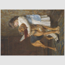 Ein Mädchen und ihr Hund lesen decouptes Papier