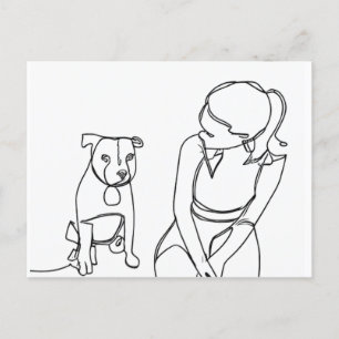 Ein Mädchen und ihr Hund Postkarte
