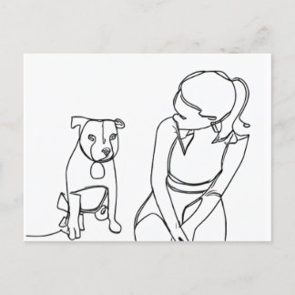 Ein Mädchen und ihr Hund Postkarte