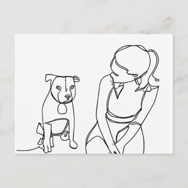 Ein Mädchen und ihr Hund Postkarte (Vorderseite)