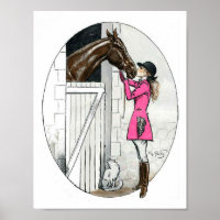 Ein Mädchen und ihr Pferd rosa Coat