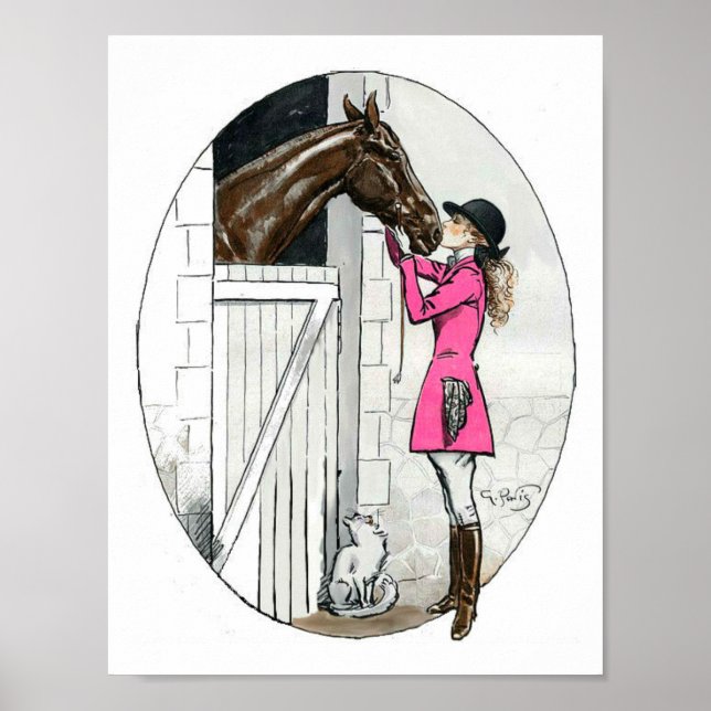 Ein Mädchen und ihr Pferd rosa Coat Poster (Vorne)